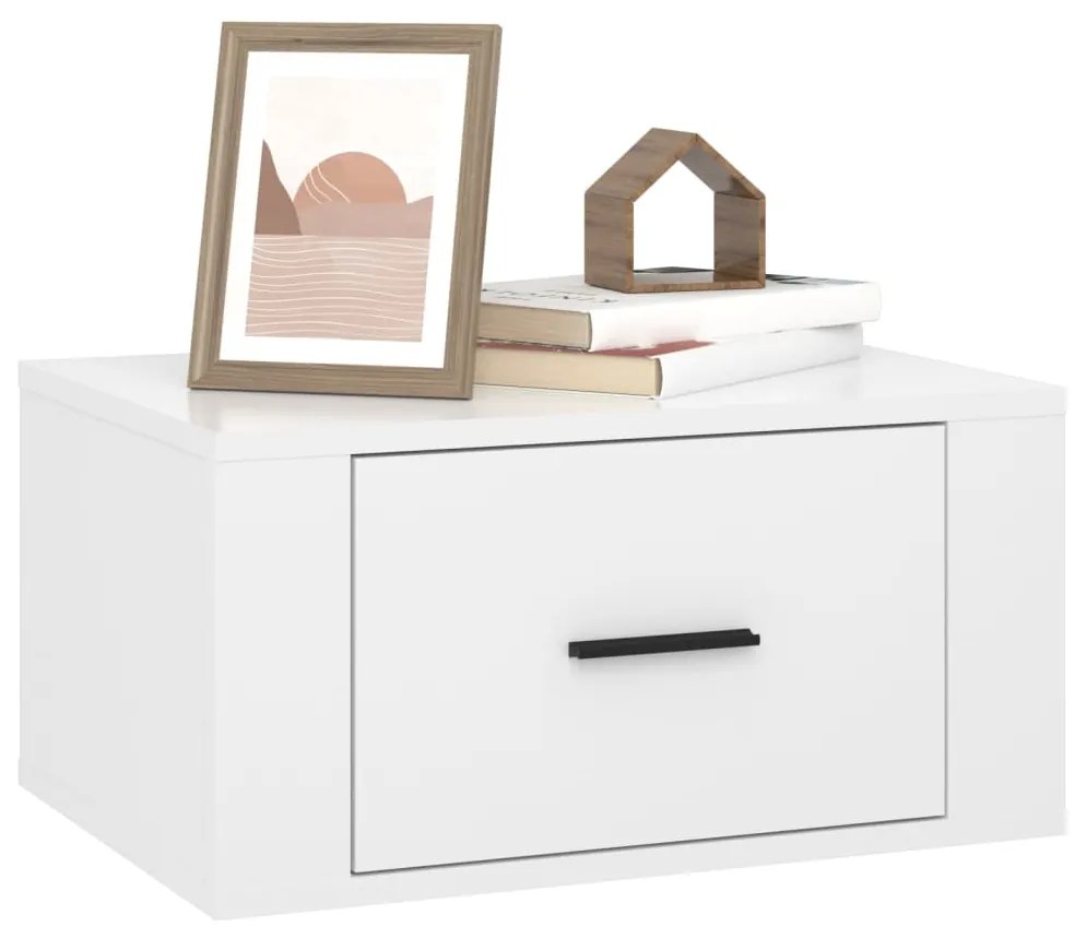 2 db magasfényű fehér fali éjjeliszekrény 50x36x25 cm