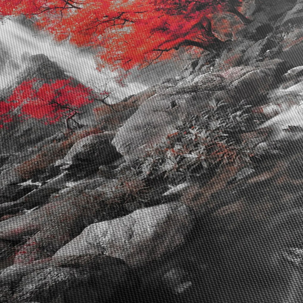 Kép - Vízesések az őszi tájban (órával) (90x30 cm)
