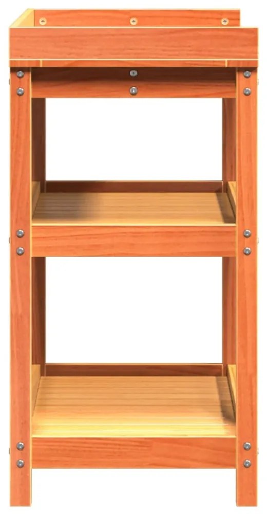 barna tömör fenyőfa ültetőasztal polccal 82,5 x 45 x 86,5 cm