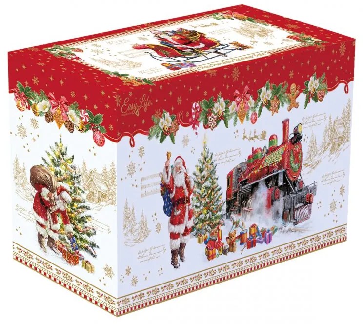 Karácsonyi porcelán vonat alakú kínáló tálka szett, 2 részes, 25,5x8x12,5 cm, díszdobozban - Christmas Memories