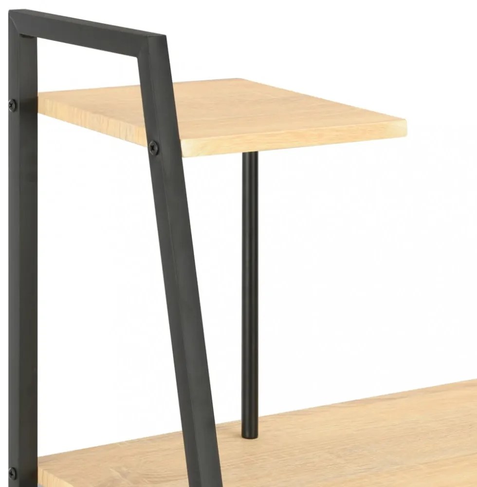 fekete és tölgyszínű íróasztal polcrendszerrel 102x50x117 cm