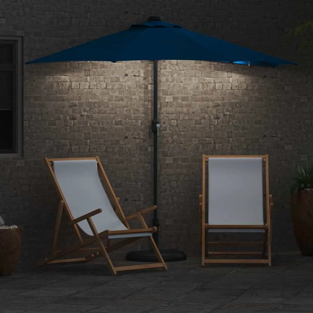 Kerti napernyő LED -es lámpákkal Kék 294 x 150 x 223 cm szövet