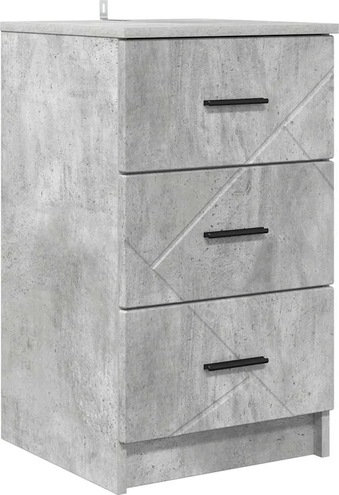 vidaXL Éjjeliszekrény fiókkal Beton szürke 38 x 38 x 66 cm Faanyag