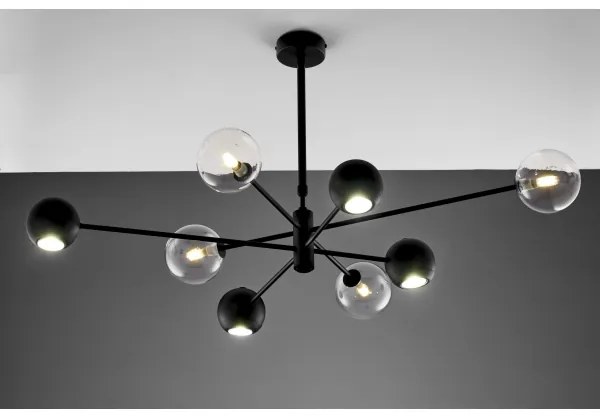 Jupiter 1996 - Csillár rúdon MOKA 4xGU10/10W/230V + 4xG9/10W/230V fekete/átlátszó