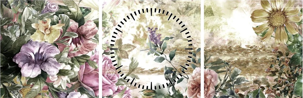 Kép - Design virágok (órával) (90x30 cm)