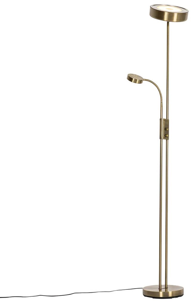 Állólámpa bronz LED-del és dimmerrel, olvasólámpával - Kelso