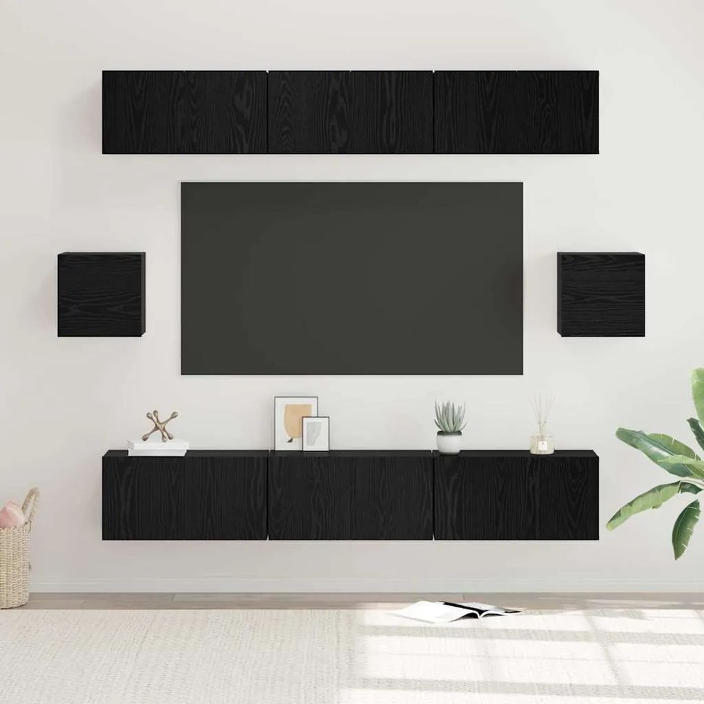 TV szekrény garnitúra 8 pcs Musta tammi 60 x 30 x 30 cm Faanyag