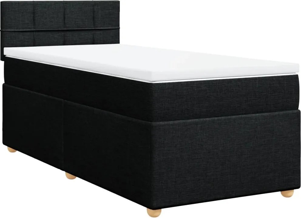 vidaXL fekete szövet rugós ágy matraccal 100 x 200 cm