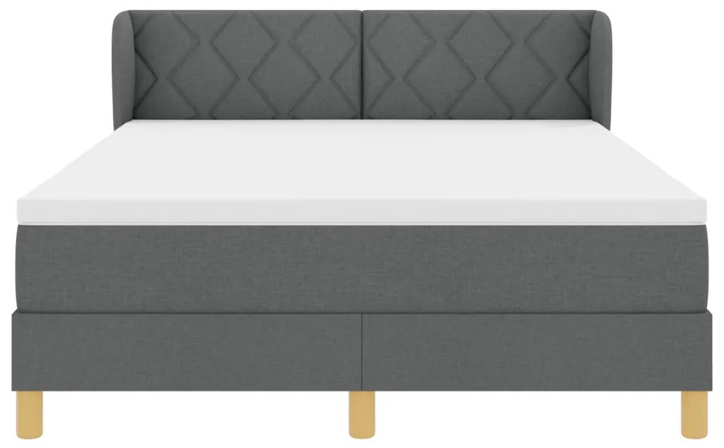 Boxspring Ágy Mattal - Sötétszürke, 160x200 cm Szövet