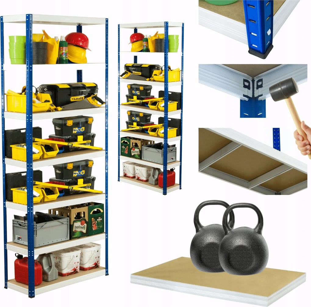 Tárolószekrény fém állvány Helios 270x75x30cm 7Px275kg Tömör Magas