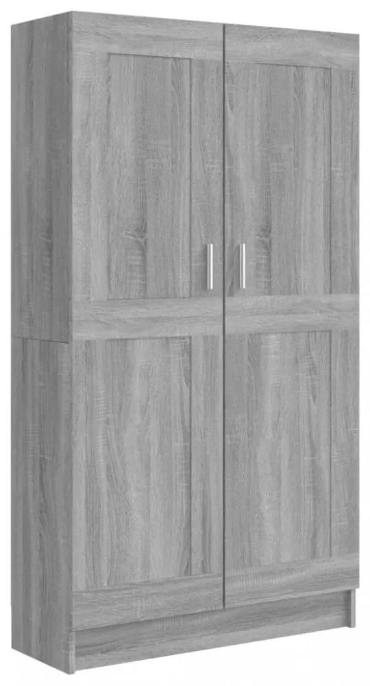 szürke sonoma színű szerelt fa könyvszekrény 82,5x30,5x150 cm