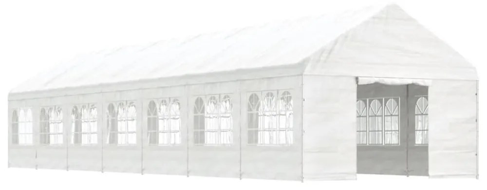 fehér polietilén pavilon tetővel 15,61 x 4,08 x 3,22 m