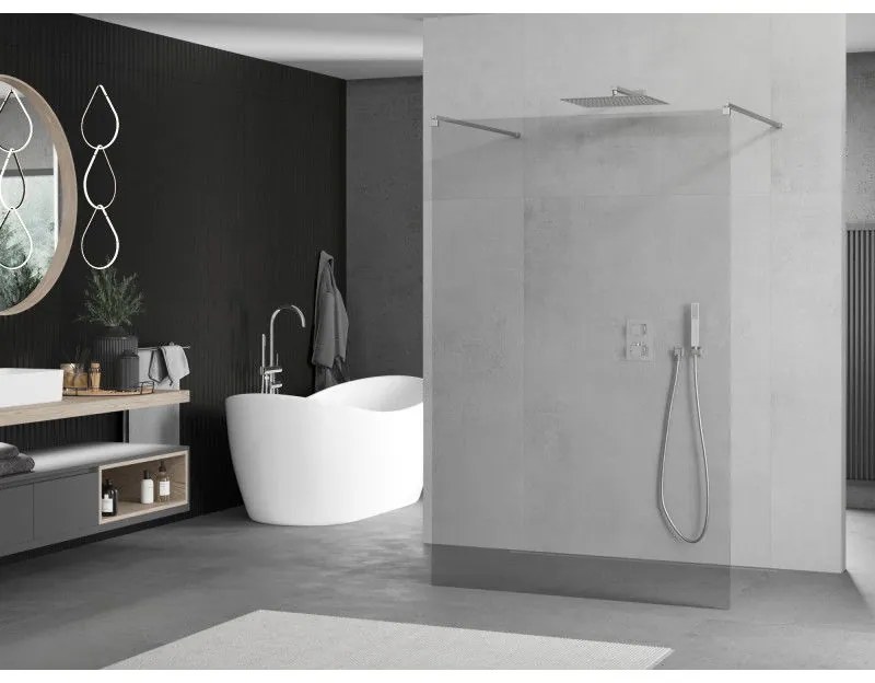 Mexen Kioto, átmenő zuhanyparaván 120 x 200 cm, 8mm átlátszó üveg, 2x króm stabilizáló távtartó, 800-120-002-01-00