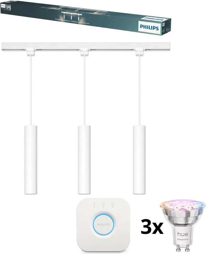 Philips-LED dimmelhető kábeles csillár EASYLINK HUE sínes rendszerhez 3xGU10/4,7W/230V+Hue bridge