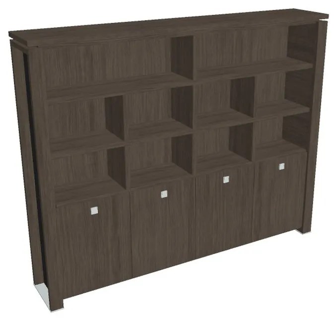 Verno+ S magas szekrény 260 x 46 x 210 cm, polccal, antracit tölgy / fekete