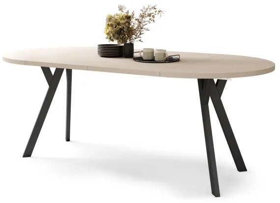 Kihúzható étkezőasztal ARTUR bézs/fekete