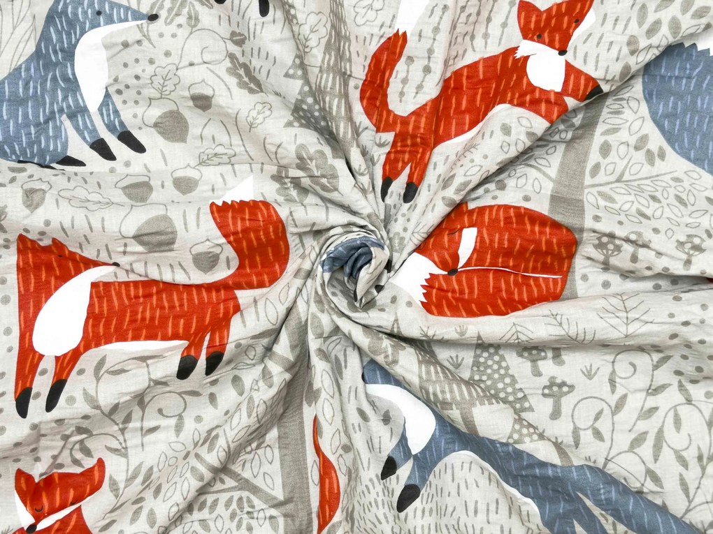 Krepp ágyneműhuzat gyerekágyhoz Renforcé FOXIVA szürke Ágyneműhuzat mérete: 45 x 65 cm | 90 x 140 cm