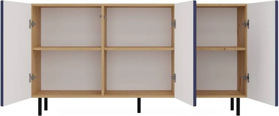 Kama 3 komód (egyenes mintázat), tölgy-kék