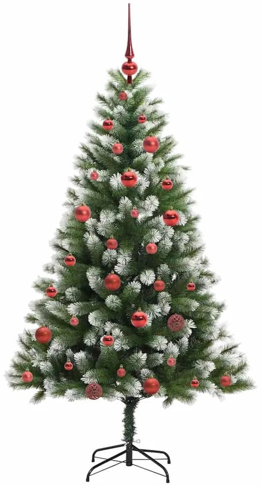 Műanyag csuklós karácsonyfa bolyhos hóval Zöld és fehér 150 cm