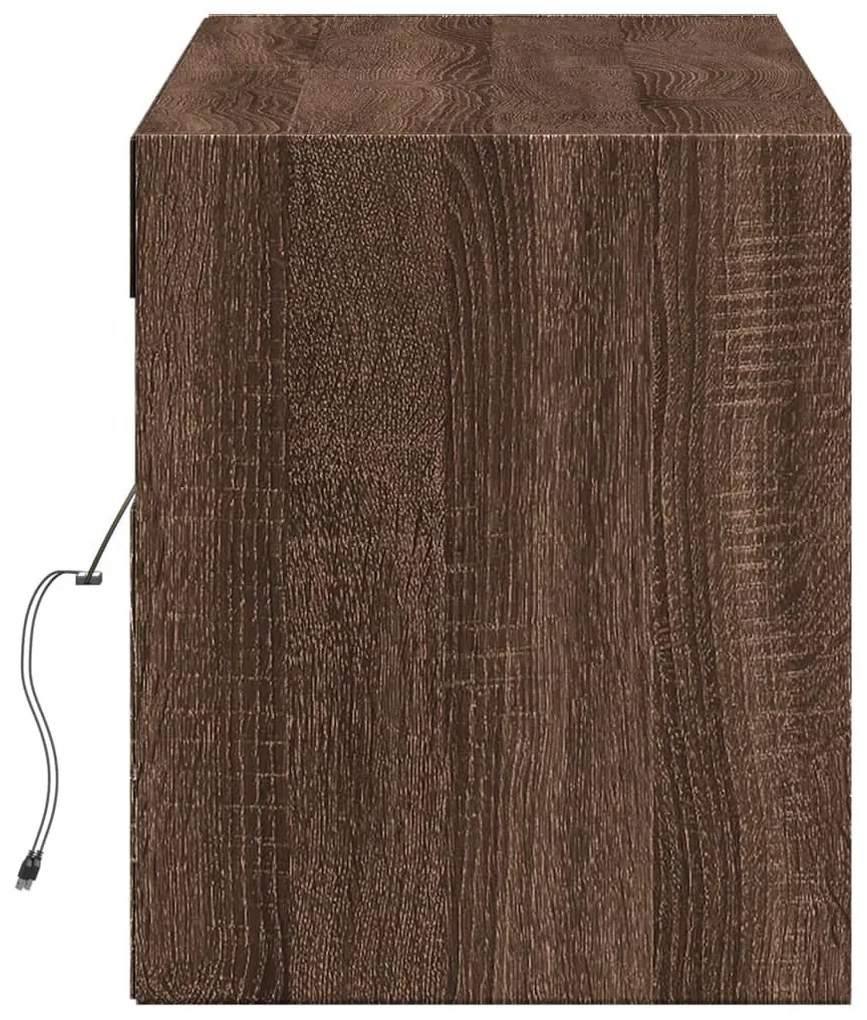 barna tölgy színű fali TV-szekrény LED-ekkel 140 x 31 x 38 cm