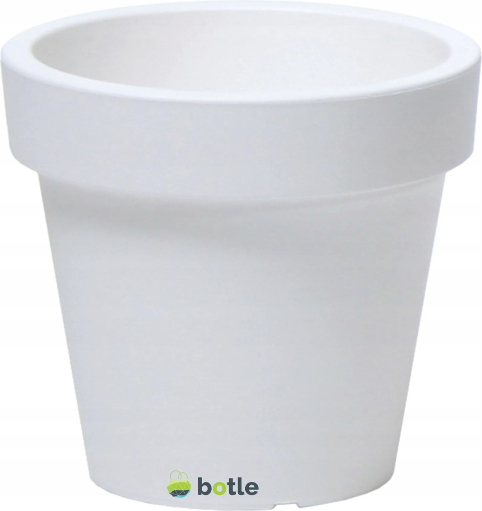 Virágtartó Fehér kerek fedő klasszikus sima matt Ø 20cm műanyag