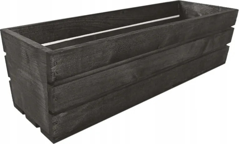 Fekete Fából Készült Virág- És Gyógynövénytartó Doboz 50x18x15 cm