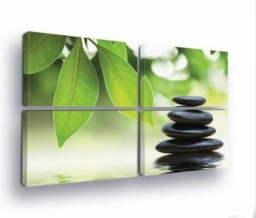 Vászonkép 120x80 Zen nyugalom harmónia természet relaxáció kövek levelek víz zöld