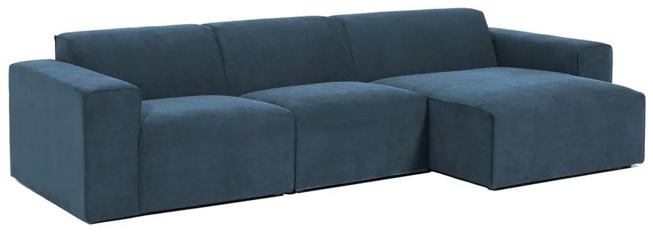 Kék kordbársony sarokkanapé (jobb oldali) Sting – Scandic