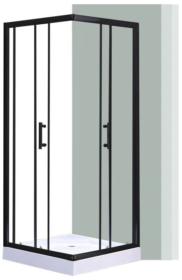 Spirit Clear 80x80 cm szögletes zuhanykabin, zuhanytálcával fekete