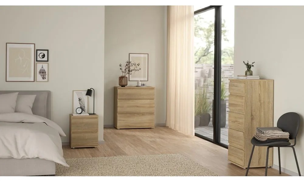 Natúr színű magas komód tölgyfa dekorral 40x107 cm Nova – Tvilum