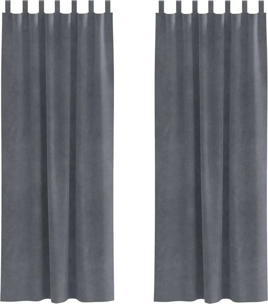 vidaXL Sötétítő függönyök 2 pcs Világosszürke 140 x 245 cm Bársony