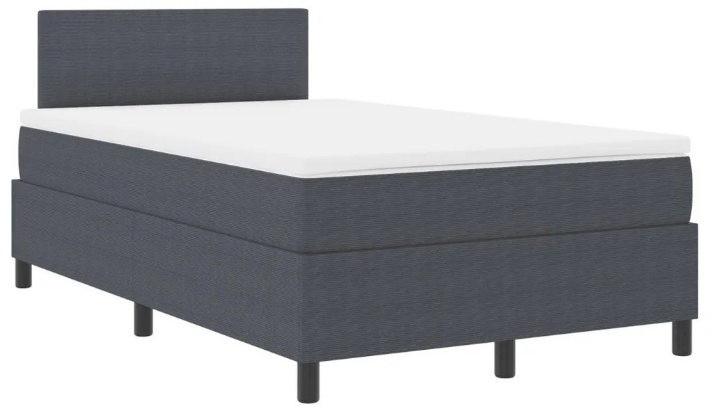 Box Spring Ágy Matracokkal Sötétszürke 120x200 cm Kordbársony Szövet