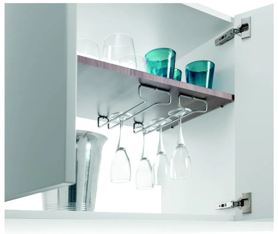 Ezüstszínű fali acél borospohár tartó szett 2 db-os Rail – Metaltex