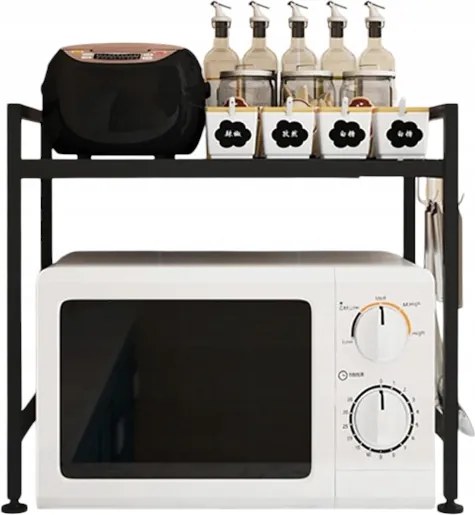 Seezssa mikrohullámú sütő polc 1 db szénacél konyhai rendszerező fekete