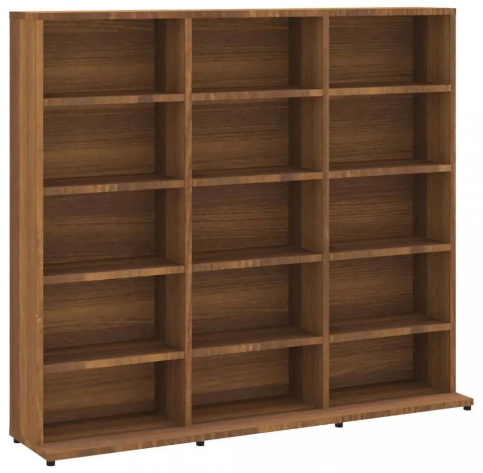 barna tölgyszínű szerelt fa CD-szekrény 100 x 23 x 89,5 cm