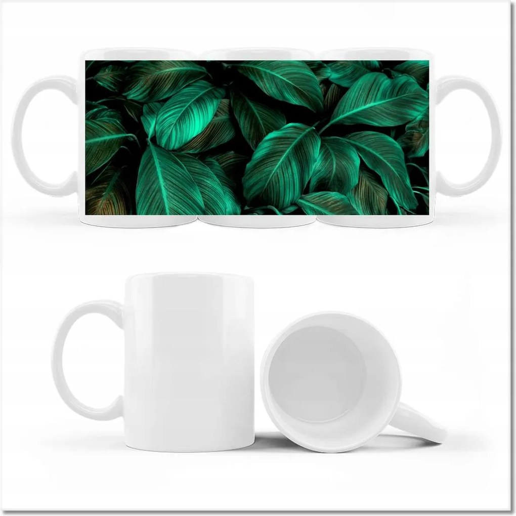 Nyomott mintás bögre Gyönyörű türkiz levelek