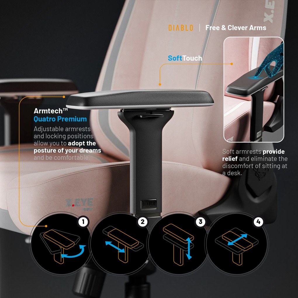 Rózsaszín Gamer Szék Diablo X.Eye Prime Akira Pink