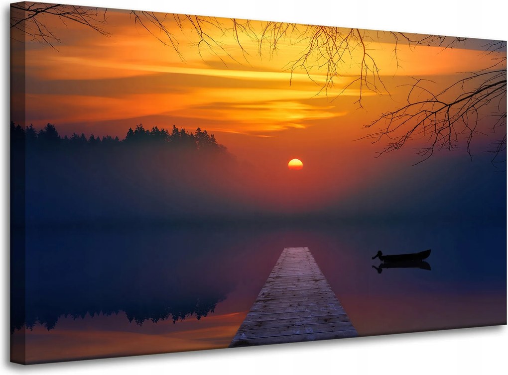 Vászonkép Természet Naplemente a tóparton 100x60 cm