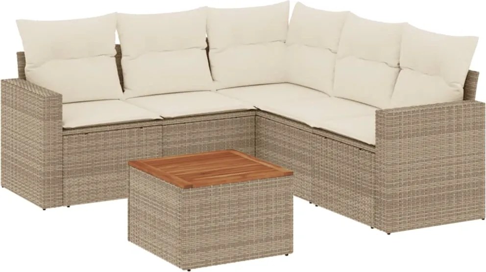 vidaXL 6 részes bézs polyrattan kerti ülőgarnitúra párnával
