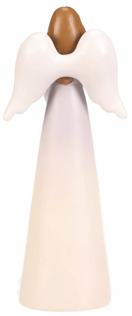Dekorációs figura virágos angyal, szent lila, 9 x6 x 21 cm, polirezín
