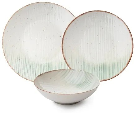 24 darabos porcelán étkészlet, fehér/zöld