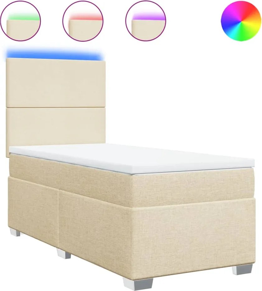 vidaXL krémszínű szövet rugós ágy matraccal 100 x 200 cm