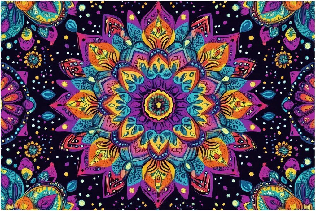 Kép - Kaleidoszkópos mandala (90x60 cm)
