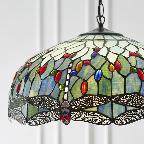 Endon klasszikus tiffany függeszték dragonfly blue sötétbarna sokszínű end66148