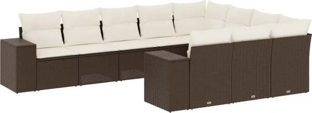 vidaXL 10 részes barna polyrattan kerti ülőgarnitúra párnákkal