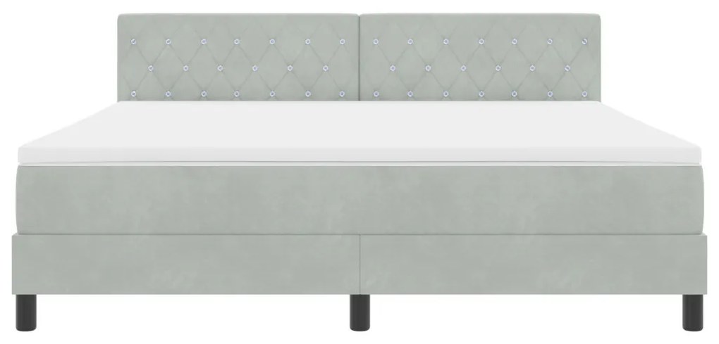 Boxspring Ágy Matrac Könnyű Szürke Super King Bársony