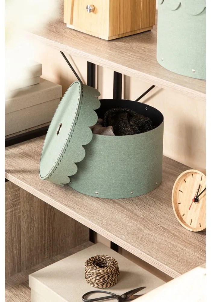 Kékeszöld fedeles karton tárolódoboz szett 2 db-os ø 26x17,5 cm Wilma Canvas Paper Laminate – Bigso