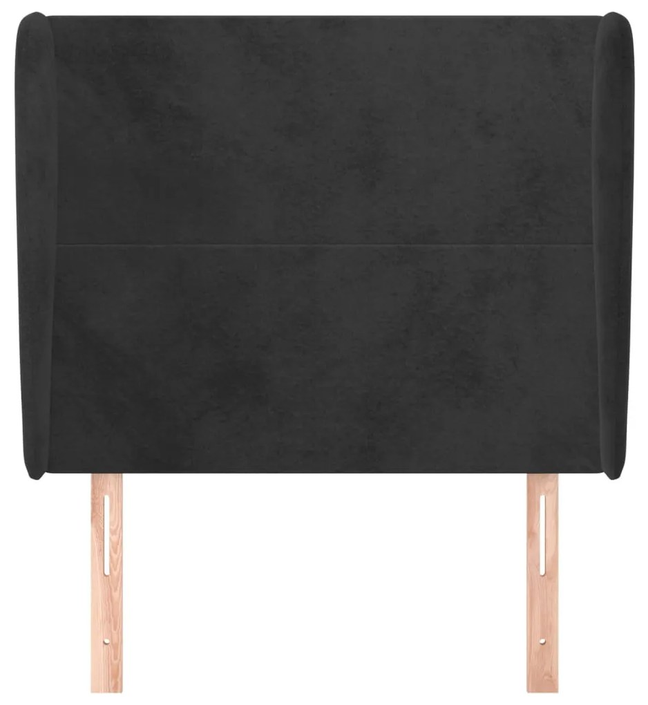 fekete bársony fejtámla szárnyakkal 83 x 23 x 118/128 cm