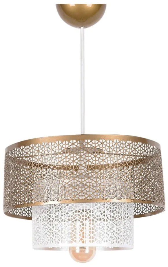 Fehér-aranyszínű függőlámpa fém búrával ø 26,5 cm – Opviq lights