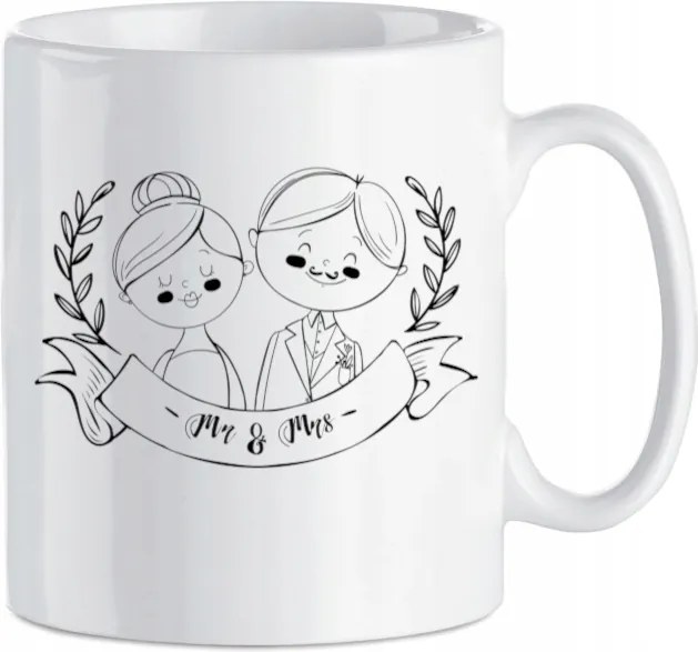 Ajándék pároknak Bögre nyomott mintás Mr and Mrs 330 ml